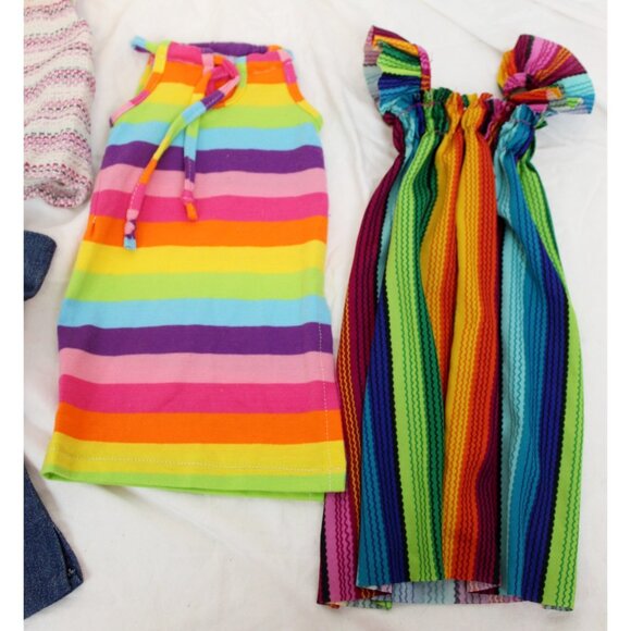 18" Doll Clothing Lot Handmade OG Dress Jeans Shirt 4pc Lot Rainbow Stripes - Picture 2 of 6